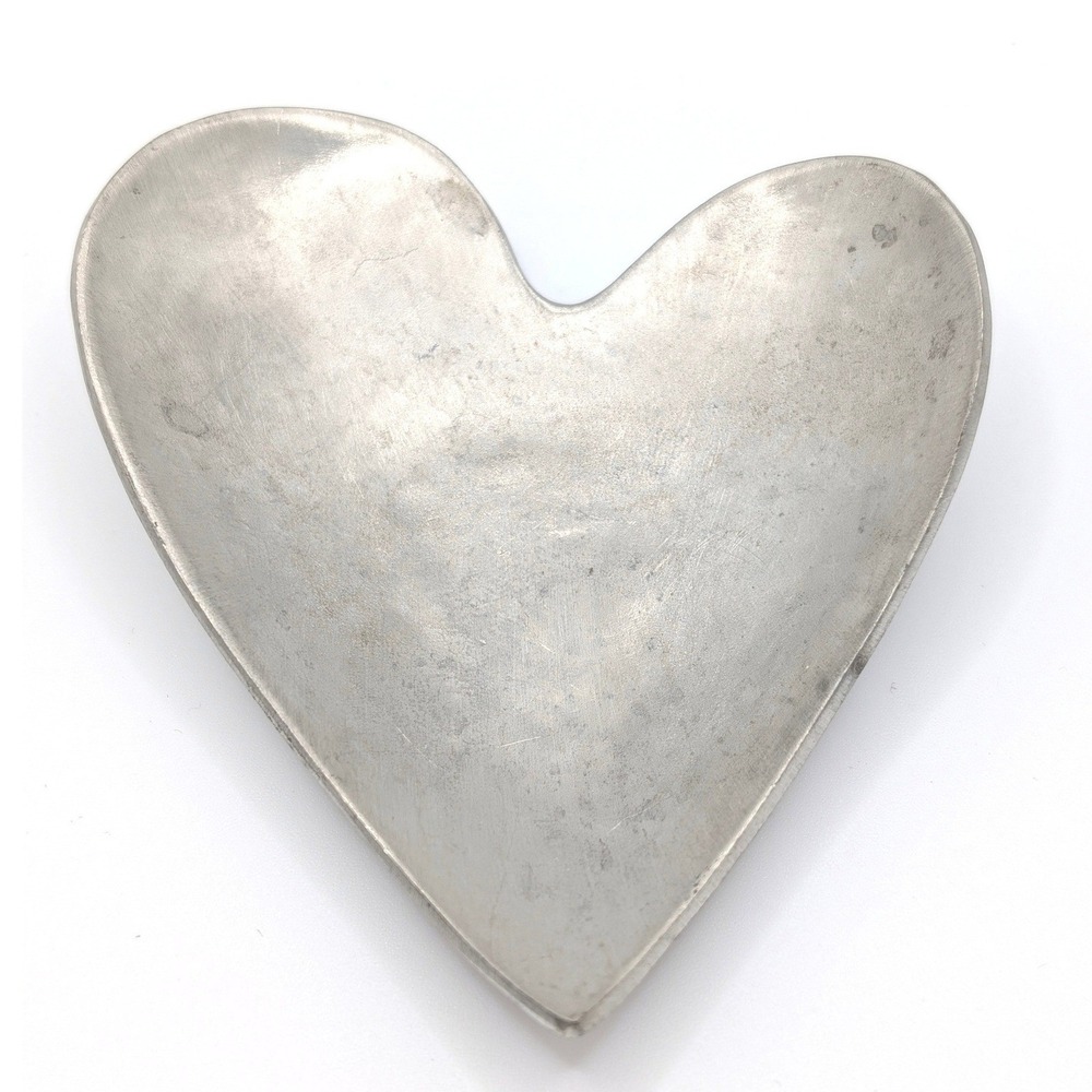 Danforth Pewter Heart Trinket Dish Silver Tone Small Jewelry Bowl Made in USA